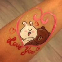 Line Friends (Brown and Cony) arm paint - Olivian Face Paint
