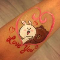 Line Friends (Brown and Cony) arm paint - Olivian Face Paint